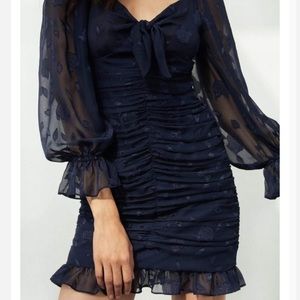 J.ING Regina ruched dress midnight blue NWT